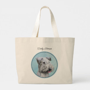 Bolsa Tote Grande Pintura de Cesky Terrier Fofa Arte Original de Cac