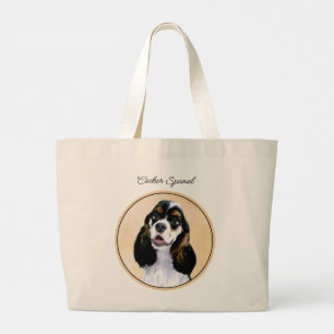 Bolsa Tote Grande Pintura De Cocker Spaniel Partitan Arte De Cão Ori
