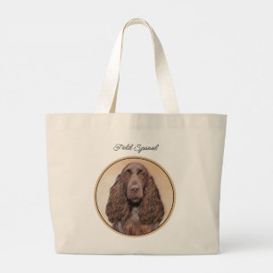Bolsa Tote Grande Pintura de Field Spaniel Roan Fofa Arte Original d