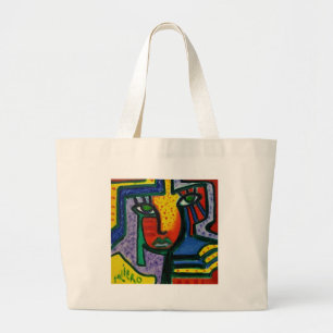 Bolsa Tote Grande Pintura de madeira abstrata