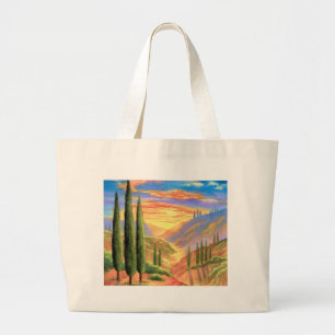 Bolsa Tote Grande Pintura de paisagem de Toscânia - multi