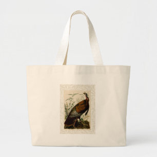 Bolsa Tote Grande Pintura de pássaros Selvagens de Audubon na Turqui