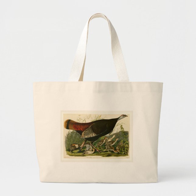 Bolsa Tote Grande Pintura de pássaros Selvagens de Audubon na Turqui (Frente)