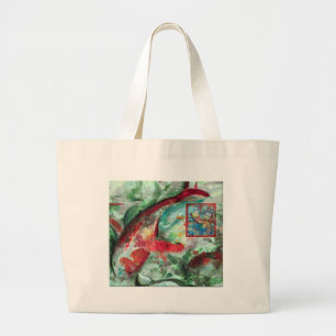 Bolsa Tote Grande Pintura de Peixes Koi Carp