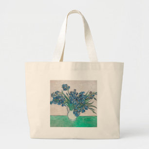 Bolsa Tote Grande Pintura de Vaso de Íris de Van Gogh Impressionismo
