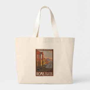 Bolsa Tote Grande Pintura de Viagem de Anúncio da Roma Antiga