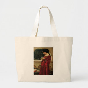 Bolsa Tote Grande Pintura de Waterhouse da Mulher Cristal Ball