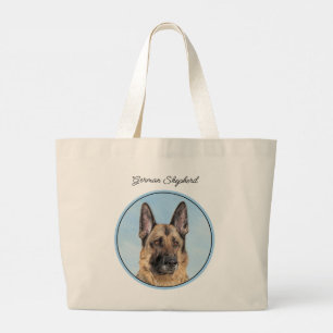 Bolsa Tote Grande Pintura em german shepherd Tan Cachorro Original