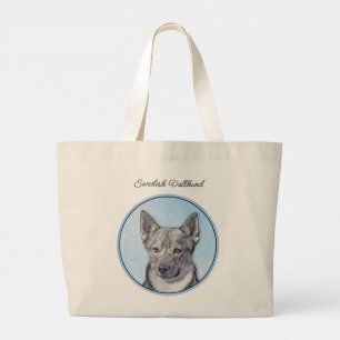 Bolsa Tote Grande Pintura em Vallhund Sueco - Arte original de cão