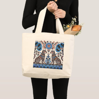 Bolsa Tote Grande pintura madhubani