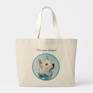 Bolsa Tote Grande Pintura Norueguesa De Buhund Roda Arte Original De