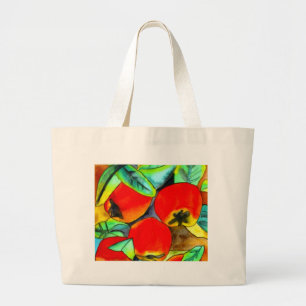 Bolsa Tote Grande Pintura original da arte da aguarela vermelha das