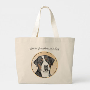 Bolsa Tote Grande Pintura Original para Cachorros na Grande Montanha