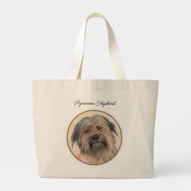 Bolsa Tote Grande Pintura Pirenéus De Cão De Cabra Longa (Verso)