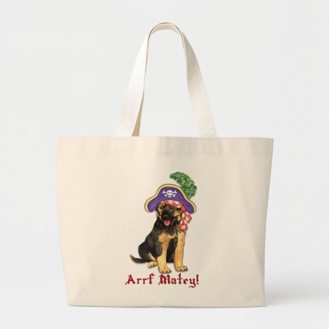 Bolsa Tote Grande Pirata do german shepherd (Frente)
