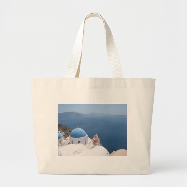 Bolsa Tote Grande Piscina de Santorini (Frente)