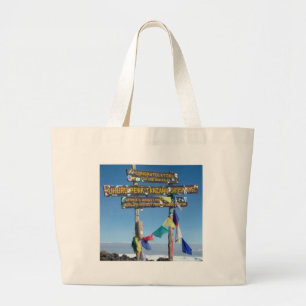 Bolsa Tote Grande Placa indicativa no cume do Kilimanjaro Quênia