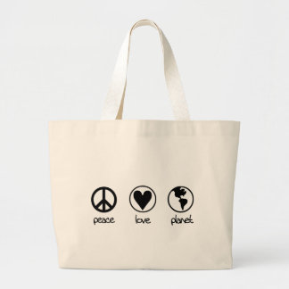 Bolsa Tote Grande Planeta do amor da paz - saco