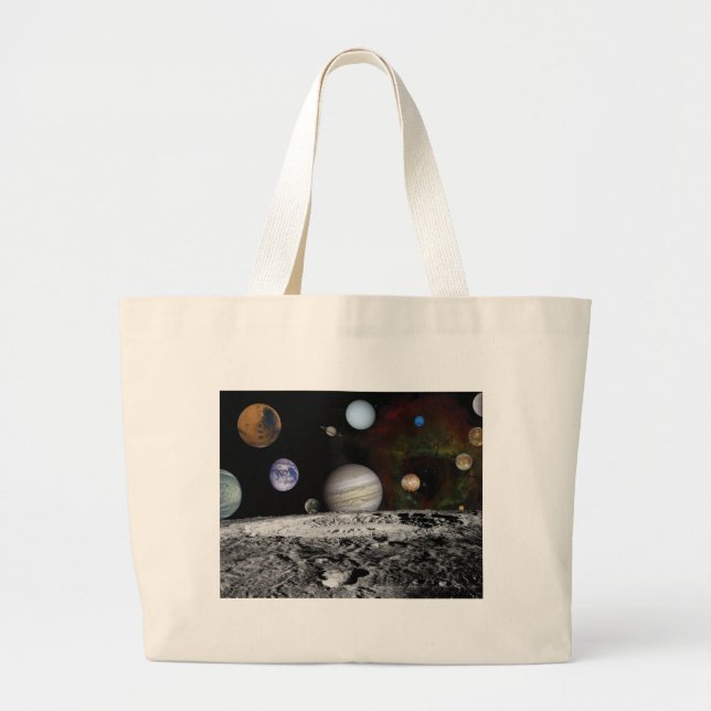 Bolsa Tote Grande Planetas do sistema solar (Frente)