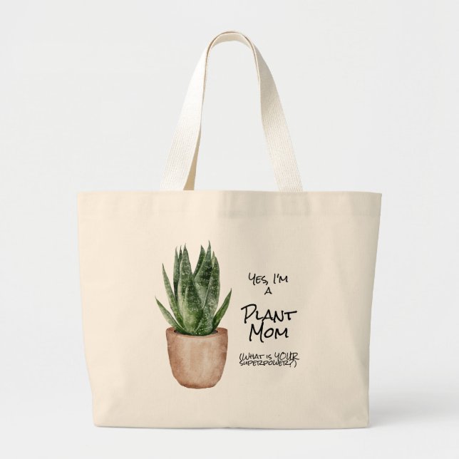 Bolsa Tote Grande Planta Mãe Superpotência Grande Saco de Toques (Frente)