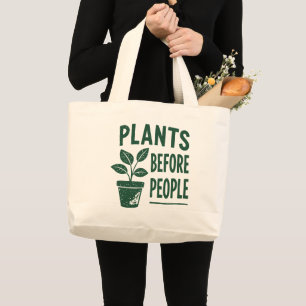 Bolsa Tote Grande Plantas Engraçadas Antes das Pessoas Arte de Carim