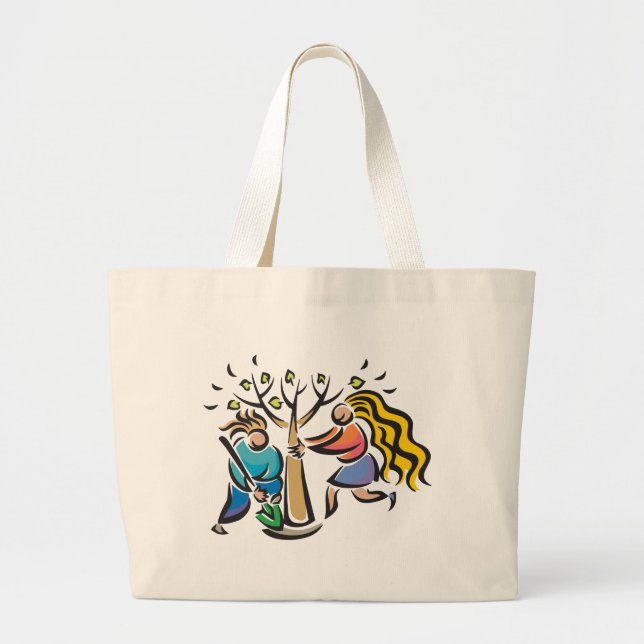 Bolsa Tote Grande Plante Uma Árvore (Frente)
