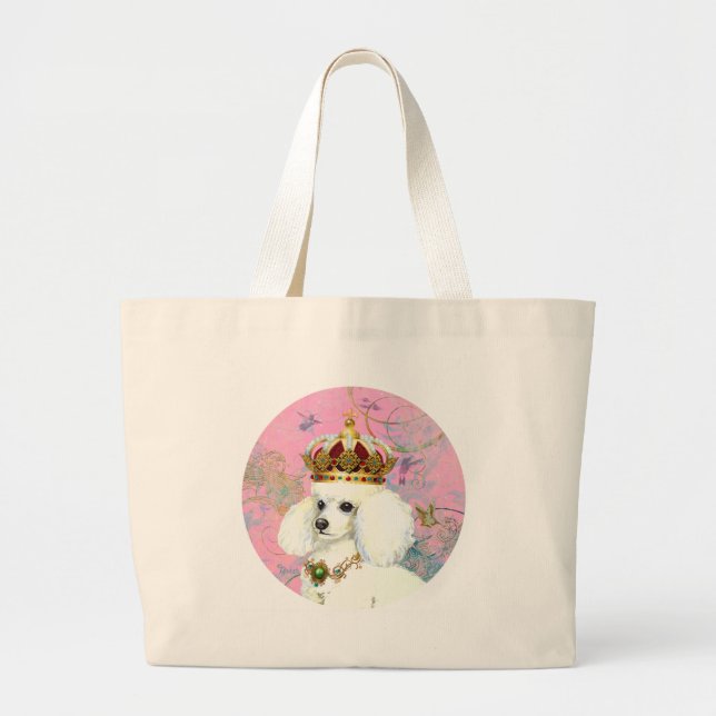 Bolsa Tote Grande Pó Branco Princesa Pássaros (Frente)