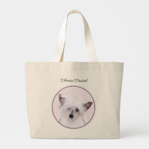 Bolsa Tote Grande Pó Pó Pinto Chinês Pintura Branca Pintura Canina