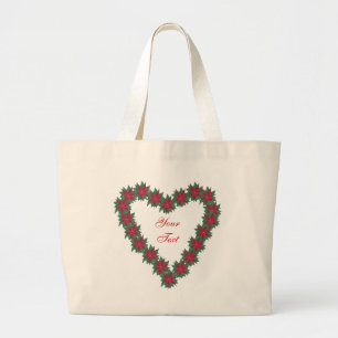 Bolsa Tote Grande Poinsettia Flores Cardíacas Bolsas Personalizadas