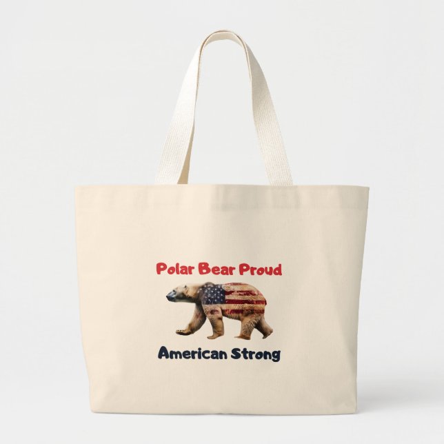 Bolsa Tote Grande Polar Bear Flag América (Frente)