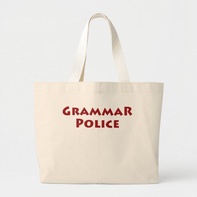 Bolsa Tote Grande Polícia da gramática (Frente)