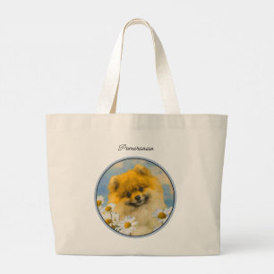Bolsa Tote Grande Pomerânia em Pintura de Cachorro Original
