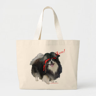 Bolsa Tote Grande Pomerânia Preto Pirata - Arrr!