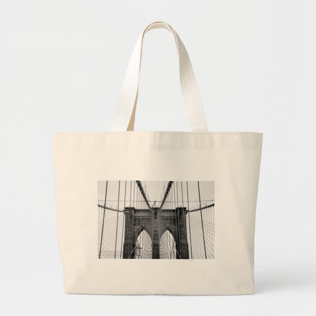 Bolsa Tote Grande Ponte Black White Brooklyn Nova York (Frente)