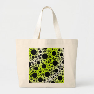 Bolsa Tote Grande Pontos de bolha de espaço - Branco/Limão Amarelo