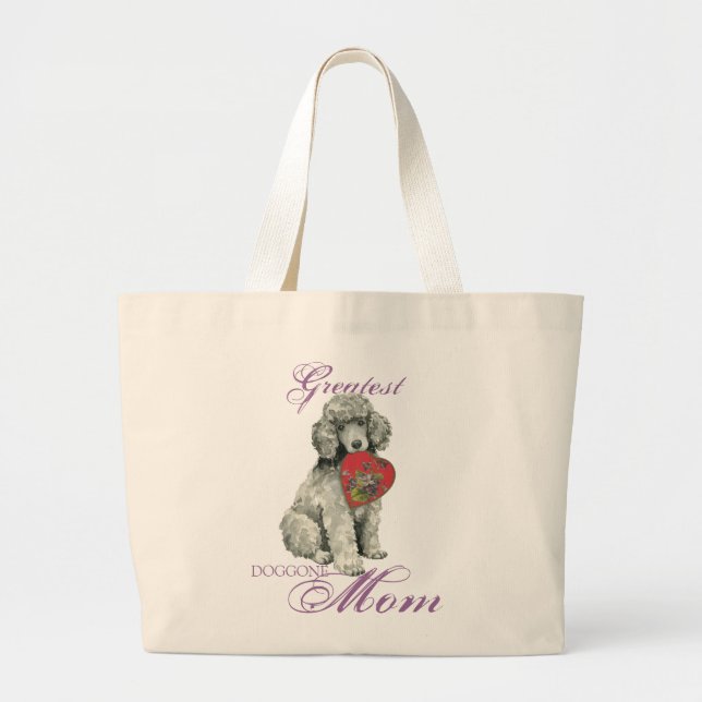 Bolsa Tote Grande Poodle Heart Mãe (Frente)