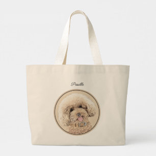 Bolsa Tote Grande Poodle Painting Toy Apricot Cream Arte Canina Orig