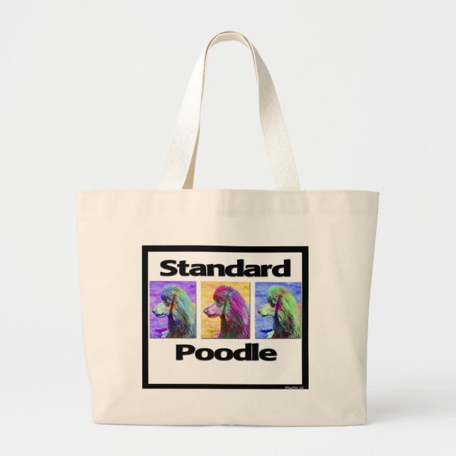 Bolsa Tote Grande Pop art da caniche padrão (Frente)