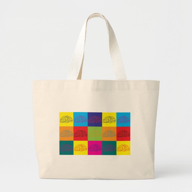 Bolsa Tote Grande Pop art da neurociência (Frente)