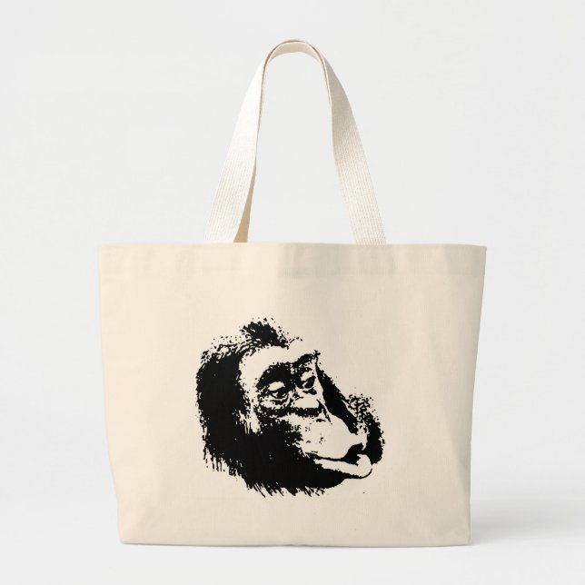 Bolsa Tote Grande Pop Art Funny Chimpanzé (Frente)