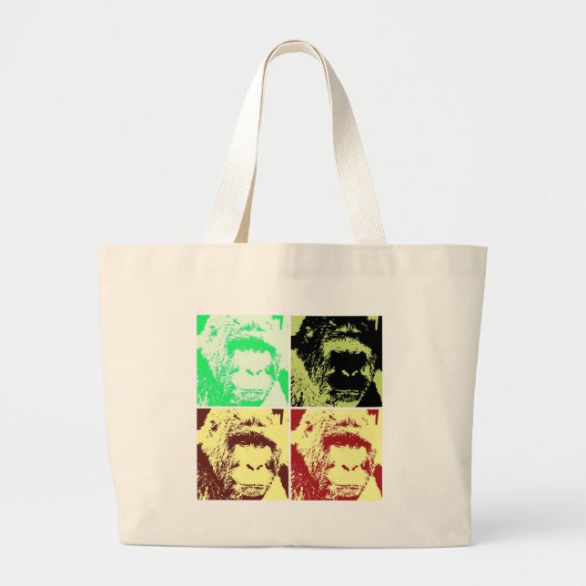 Bolsa Tote Grande Pop Art Gorilla Faces (Frente)