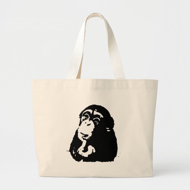 Bolsa Tote Grande Pop Art Pensando Chimpanzé (Frente)