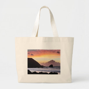 Bolsa Tote Grande Por do sol da praia de Rockaway
