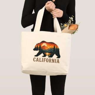 Bolsa Tote Grande Pôr do sol do urso selvagem da Califórnia