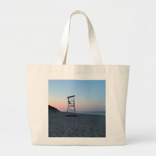 Bolsa Tote Grande Pôr do sol na praia de Cape Cod