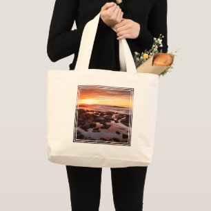 Bolsa Tote Grande Pôr do Sol Sobre Piscinas de Maré