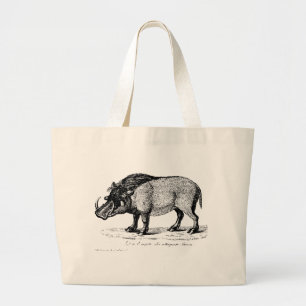 Bolsa Tote Grande Porco antigo com as presas na sacola