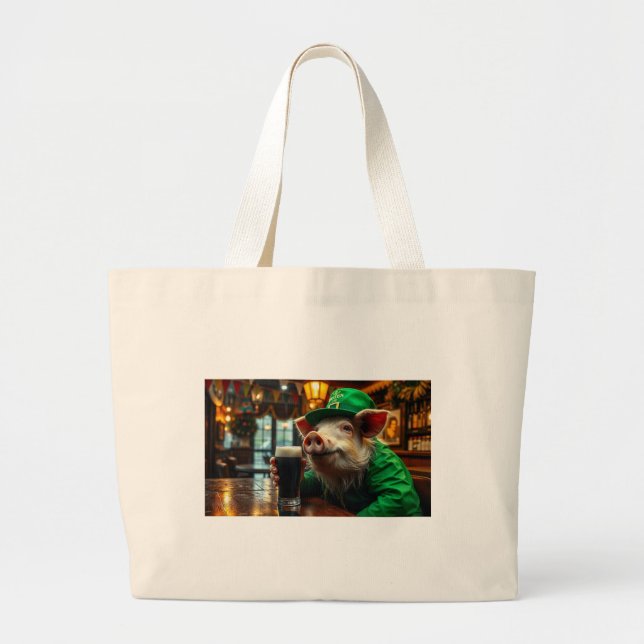 Bolsa Tote Grande porco no saco do pub (Frente)