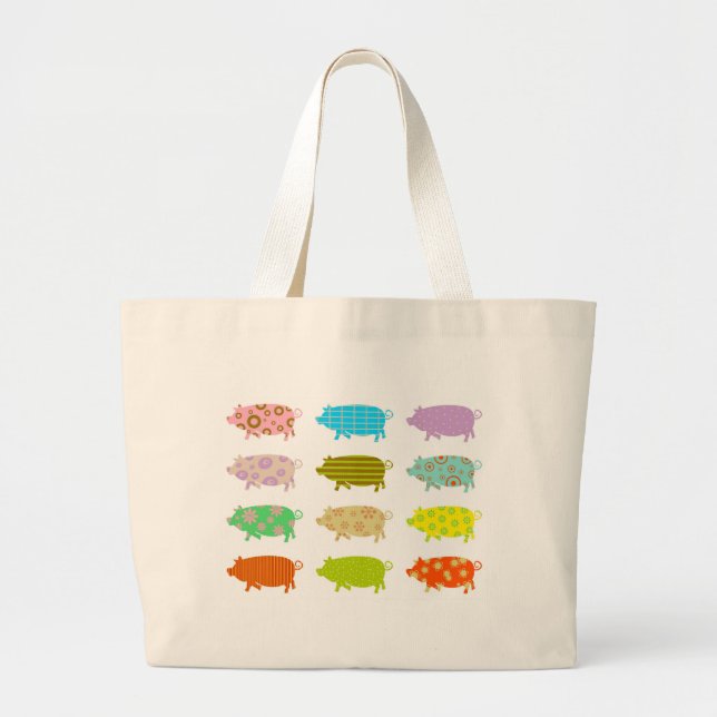 Bolsa Tote Grande Porcos modelados (Frente)