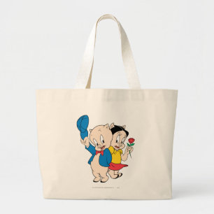 Bolsa Tote Grande Porky Pig e Petunia